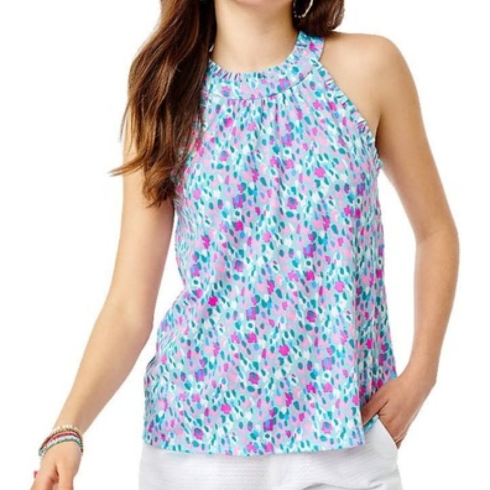 Lilly Pulitzer Jerrica Halter Top Multi Hottie Dottie (Women's Small)